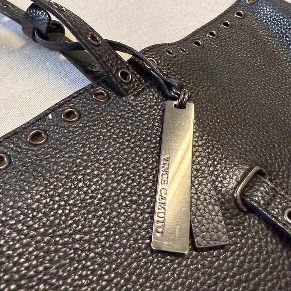 VINCE CAMUTO Areli Noir Stud Trim Leather Tote Bag - Picture 4 of 13